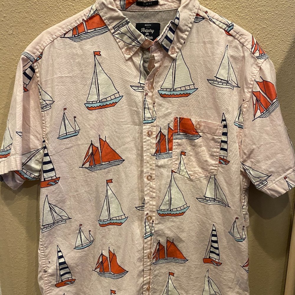 Pink Sailboat Button Up